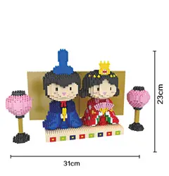 HC небольшие блоки японский стиль, милый мальчик и девочек DIY Строительство игрушки День святого Валентина подарки Juguetes модель игрушка
