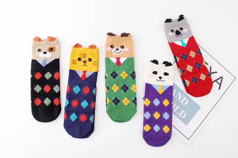 Весенние носки, женские хлопковые трехмерные носки с маленькими ушками, панда, милый галстук с животными, одежда с узором, женская одежда