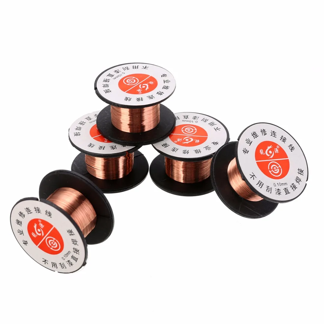 5pcs 0.1mm Copper Soldering Solder PPA Enamelled Repair Reel Welding Wire Reel Roll for Welding Repair Tool