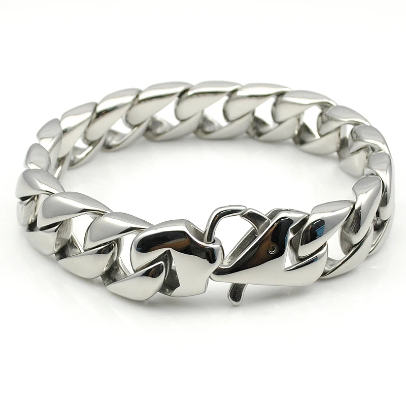 Панк Рок Звено Цепи Серебряный Браслет Из Нержавеющей Стали запястье новые браслеты и браслеты мужчины KB020