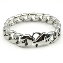 Панк Рок Звено Цепи Серебряный Браслет Из Нержавеющей Стали запястье новые браслеты и браслеты мужчины KB020