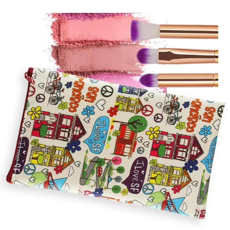 

Portable Large Cosmetic Storage Bag Exquisite Printed Vertical Makeup Bag