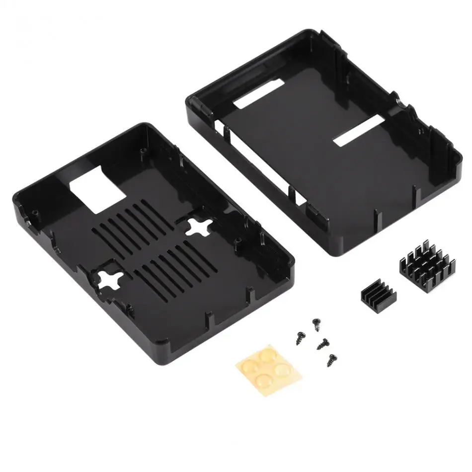 

ABS Enclosure Protective Case Shell Cover + 2Pcs Heat Sink for RPi 3 B / 2B / 2 B+