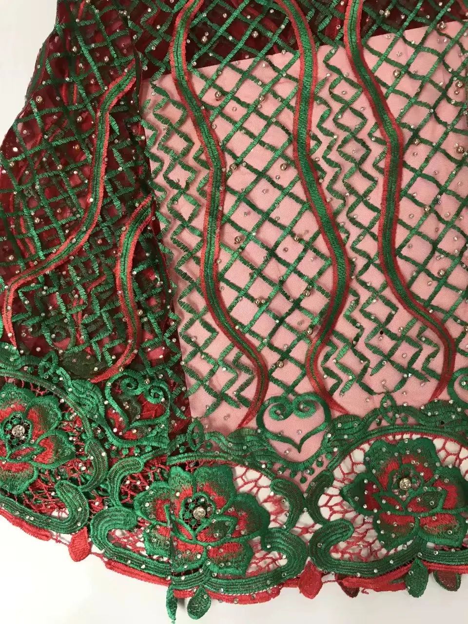 

New Embroidered African Net French Mesh Laces Fabrics New Arrival Stones And Beads French Tulle Lace For Bridal rfd062