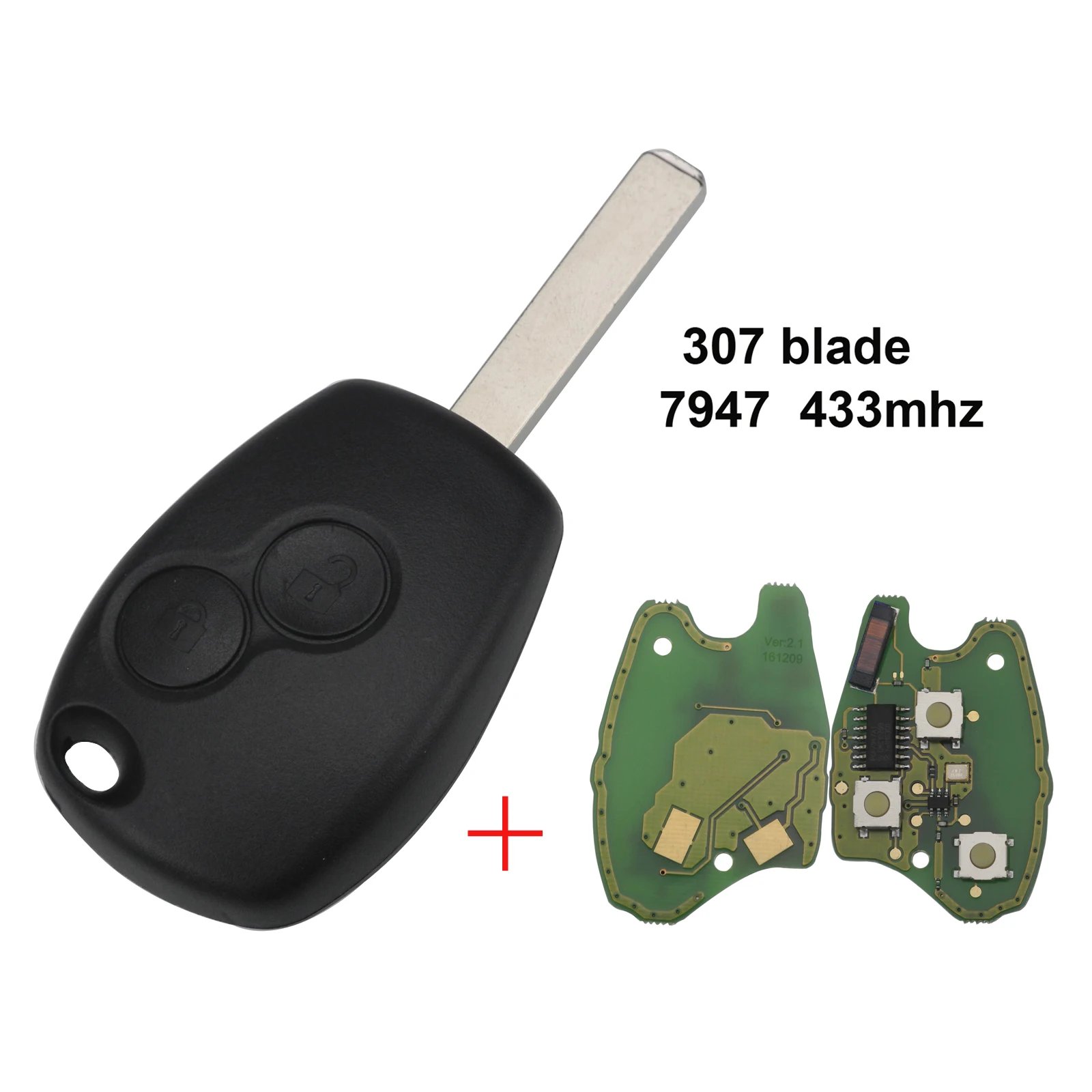 

2 Buttons Control Complete Car Key for Renault Duster Modus Clio 3 Twingo DACIA Logan Sandero 433MHz PCF7947 Chip FOB Remote