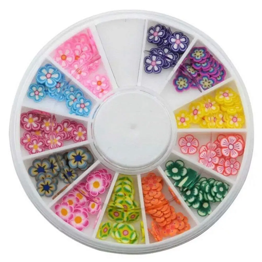 6 Pack Nail Art Decorations Wheel- Fruit,Love,Flower,3D Rhinestones Also Can Be Worn on Face and Body