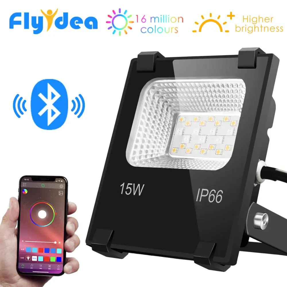 Comprar Reflector de led para exteriores inteligente RGB 15W Bluetooth4.0 360 ° APP Group Control IP66 jardín impermeable cambio de Color foco