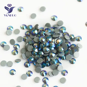 

YANRUO 2058HF Black Diamond AB Flat Back Strass Hotfix Rhinestones Crystal Heat Iron Crystal Stones