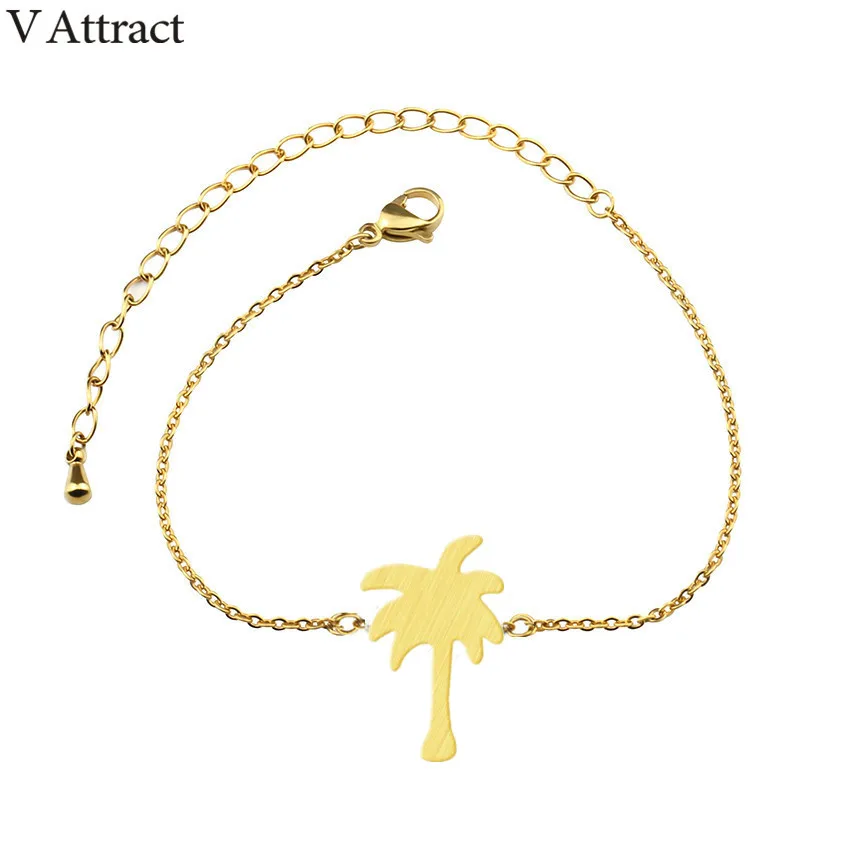 V привлечь 10 шт. золото Цвет мини ладони Ёлки браслет Нержавеющая сталь позолоченные украшения браслеты для девочек Рождественский подарок