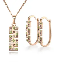 2017 Hot sale jewelry set CC color Rhinestone Crystal Gold Color Factory price Necklace&earring. women female ladies best gift
