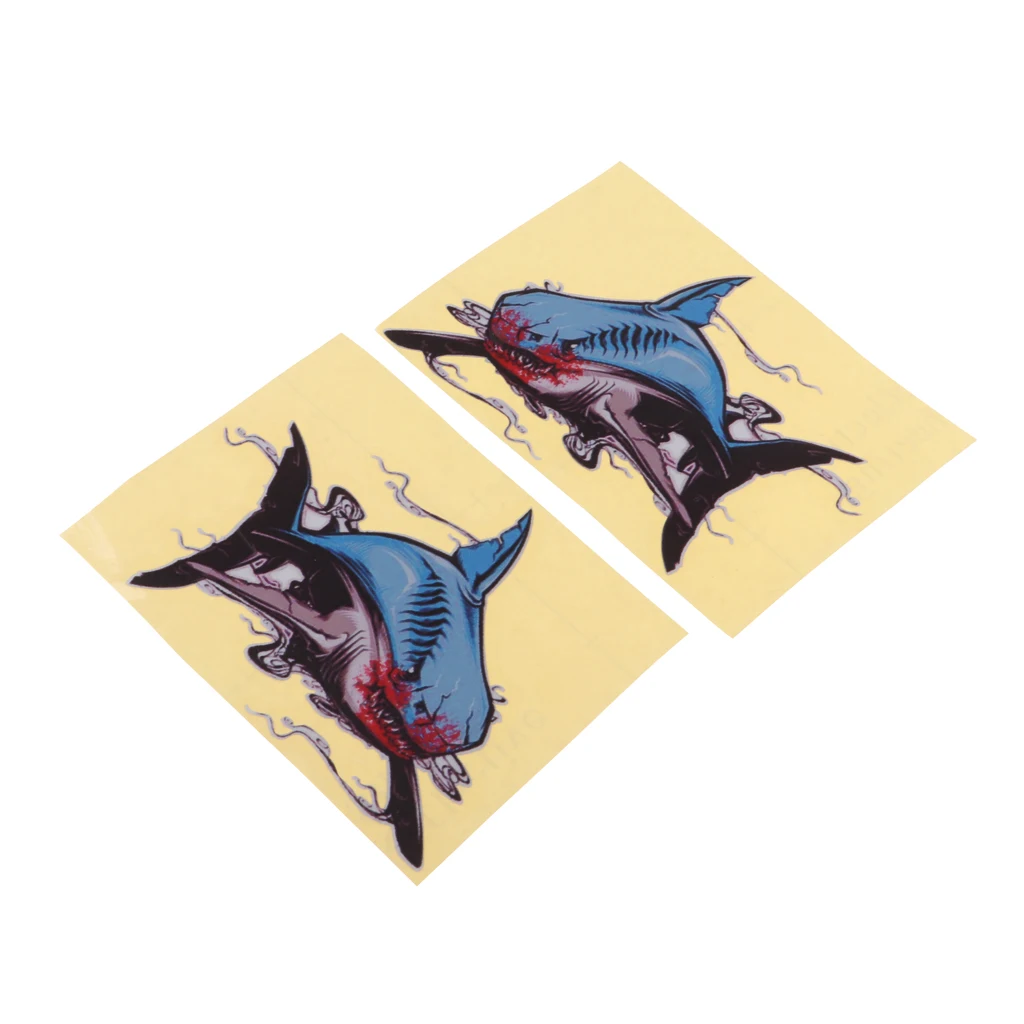 2 Pairs Shark Stickers Reflective Decals for Kayak Fishing Boat Car Truck Window Wall Yacht Kayak Boat Canoe Houseboat Sticker