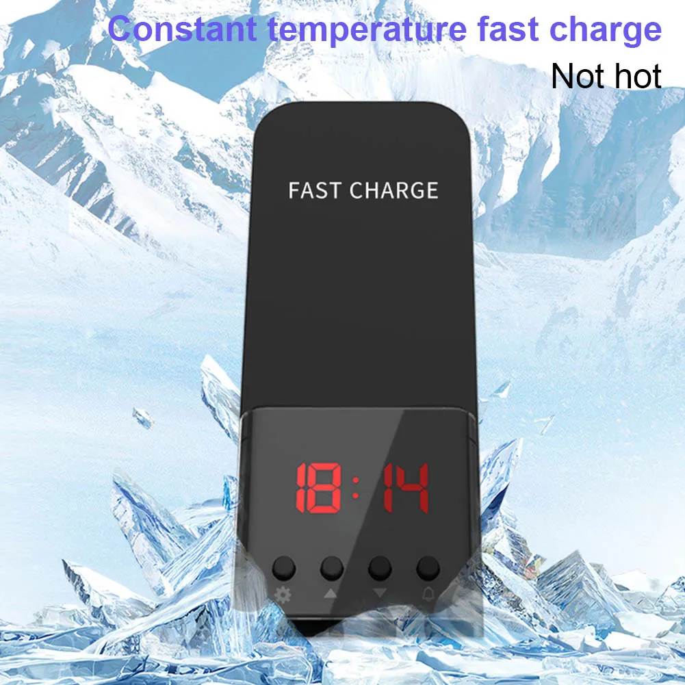

10W Qi Standard Fast Wireless Charger with Alarm Clock Stand for iPhone X XS Samsung LSMK99