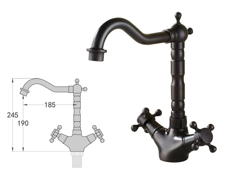 ITAS-6625 черный бронзовый кухонный смеситель Европейский ретро медный горячий и холодный одно отверстие двойной черный античный кухонный