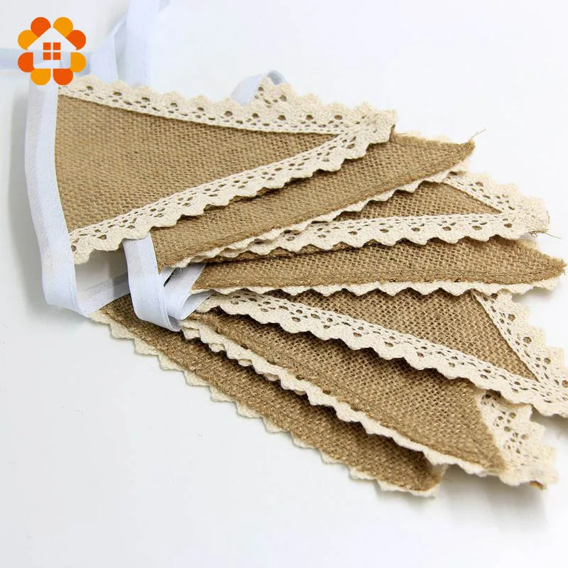 1 pcs 2015 Natural Burlap Ribbon Wedding Pennant Banner Party
