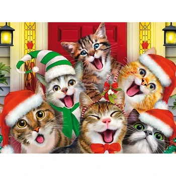 

NEW Arrival 5D Full Square/Round Diamond Painting Cross Stitch Christmas Cute Kittens Diamond Embroidery Diamond Mosaic KBL
