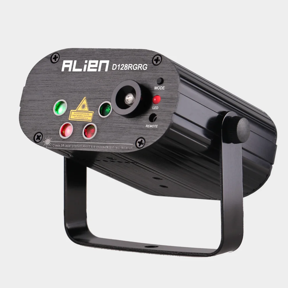 ALIEN remoto doble rojo verde 128 patrones etapa Proyector láser efecto de Iluminación DJ Disco Party Club Bar Luz de Navidad con LED azul - 2