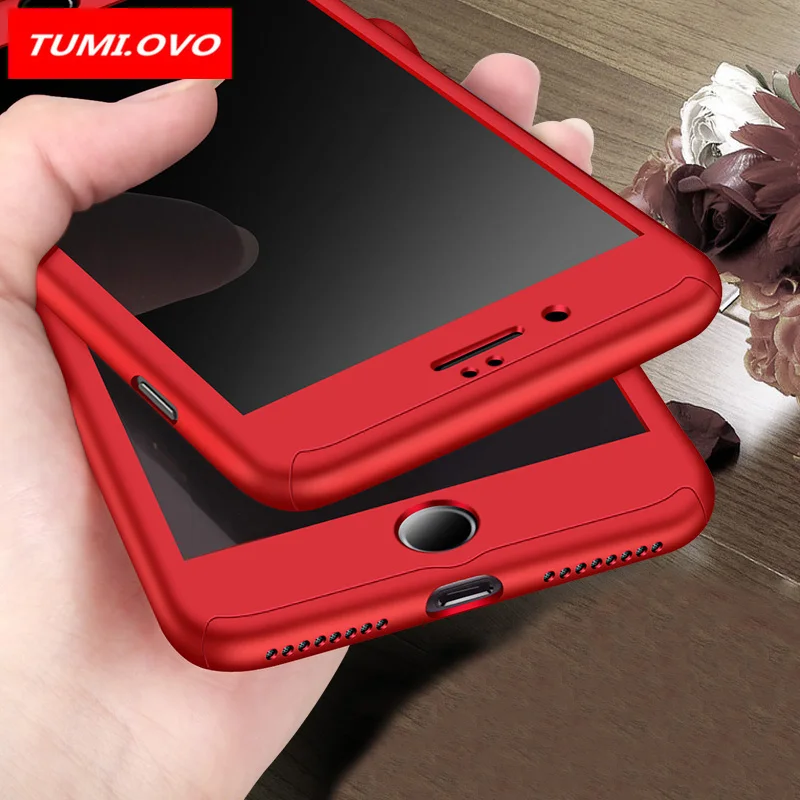 360 Защитный чехол для iPhone 6 6S 7 8 Plus X 5 5S SE закаленное стекло передняя и задняя крышка