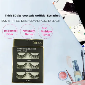 

AMAOLASH 3 Pairs Natural False Eyelashes A36 Beauty Make Up Thick Cross Voluminous Messy Style Eye Lashes Extension Makeup