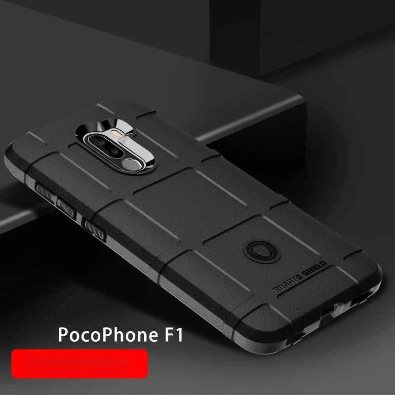 Dulcii for Xiaomi Pocophone F1 cover Armor Anti-shock Square Grid Texture Soft TPU Cover F1/Poco case |