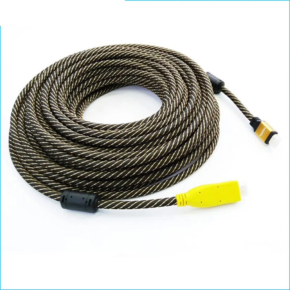 

Nylon Braided HDMI Cable Gold Plated Male to Male Built-in IC V1.4 1080P 3D HDTV for projector TV 25M 30M 35M 40M 45M 50M 60M