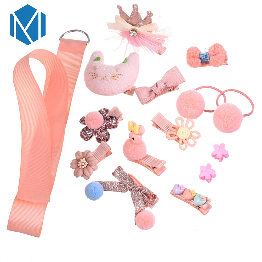 

M MISM Hot Sales 1Set=18PCS Children Flower Crown Hair Accessories Bowknot Bow Hair Clip Pompom Star Rabbit Gum For Hair
