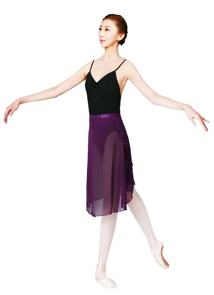 Длинная юбка для занятий танцами; шифоновая юбка для взрослых; юбка для балета; фатиновое трико для женщин; танцевальный костюм; одежда для балета - Цвет: Фиолетовый