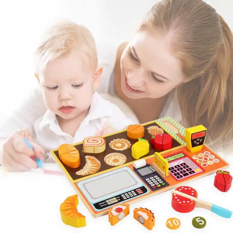 Kids Kitchen Pretend Play Toys Children Simulation Cut Fruit Cash Register Set Baby Grasping Training Toy Girls Pretend Play