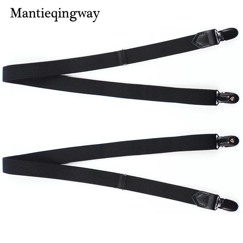 Mantieqingway черные 4 зажимы подтяжки для мужчин рубашка костюм унисекс бизнес
