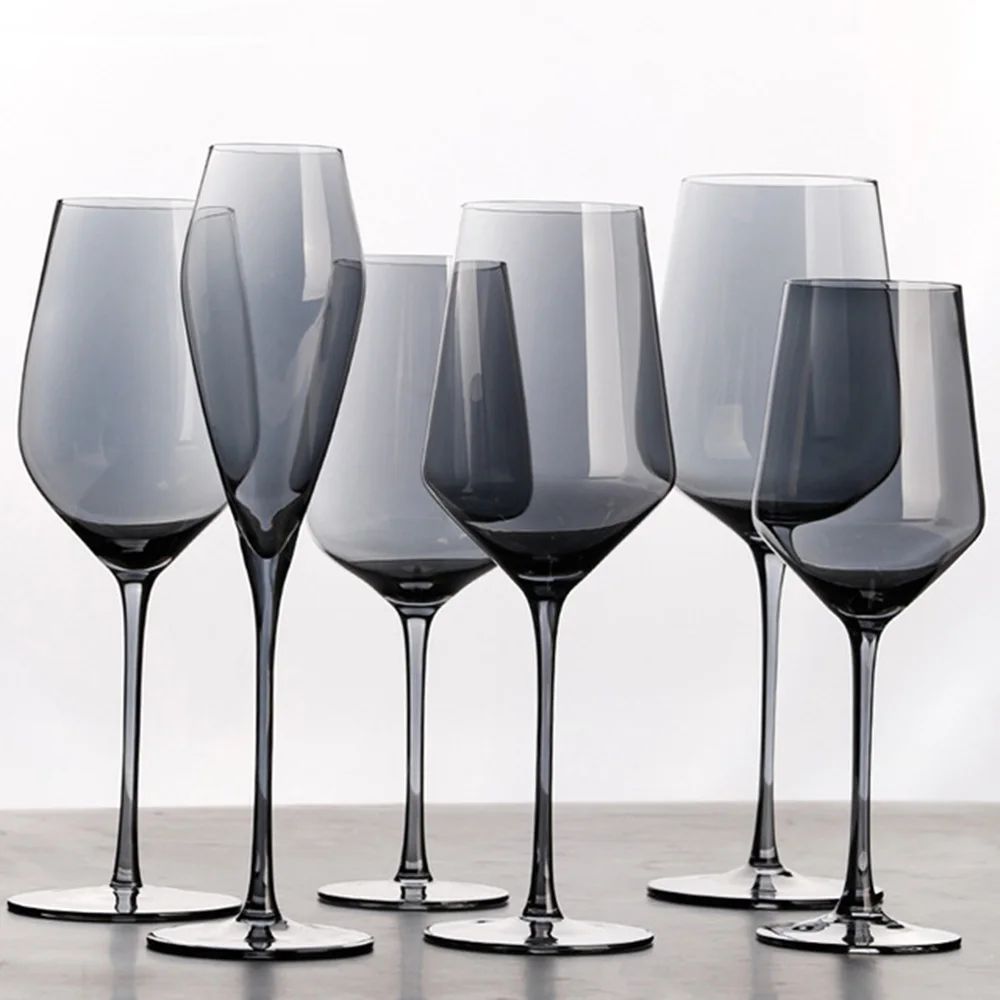 Серый стеклянный бокал для вина, хрустальные бокалы, бокал для вина, сока, напитков, шампанского, Роскошные вечерние бокалы для вина