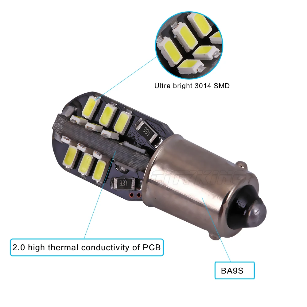 2 шт./лот Авто Canbus ba9s светодиодный 24smd 3014 светодиодный Авто ba9s светодиодный лампы t4w 24 светодиодный bax9s W5W 194 SMD ОШИБОК белый свет 12В, производство Китай