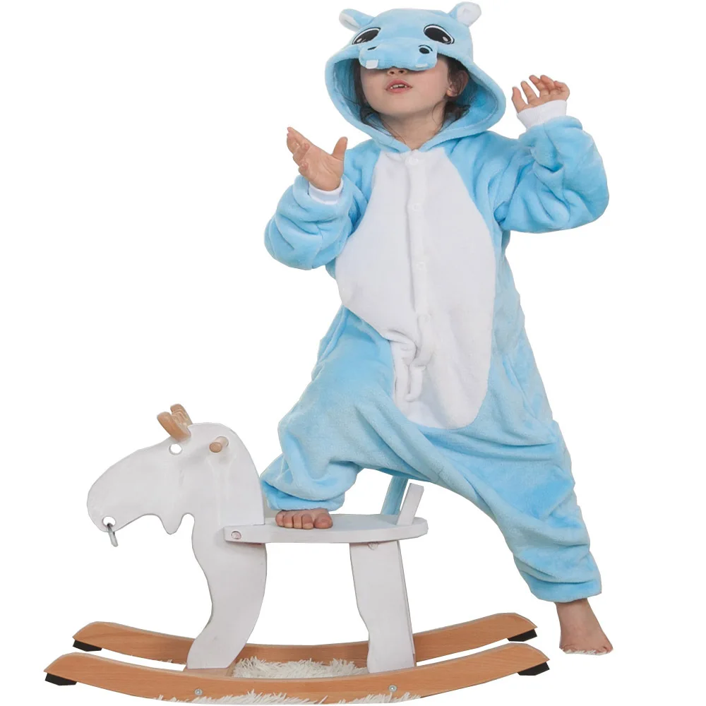 

Animal Onesie Kids Hippo Pajamas Cute Superhero Overall Boys Girls Cartoon Costume Carnival Party Suit Winter Warm Soft Sleep