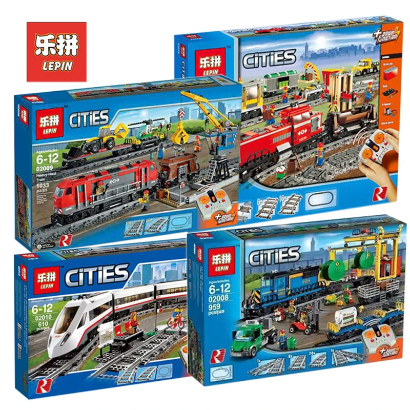 

Lepin Set 02008 02009 02010 02039 City Remote Control Train Model Building Kits Blocks Bricks Toy Compatible Legoing 60051 60098