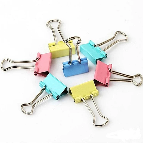 Hot Sale 15mm Random Color 10pcs/pack Colorful Metal Elliot Folders Home Office School File Supplies Storage 7A1845