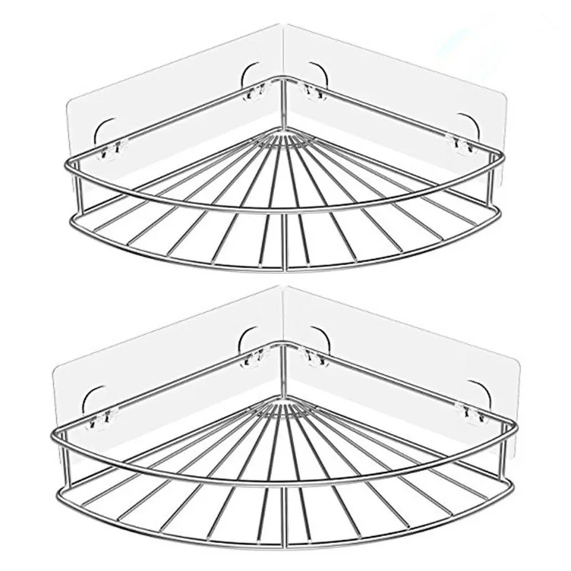 Угловая полка для ванной клей Душ Корзина Контейнер Склад-хралилище подставленное к стене органайзер для кухни Туалет нержавеющая