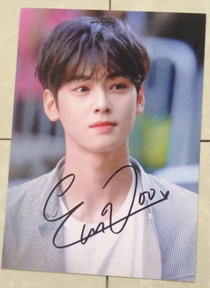 Ручной подписанный ча Ын у ча EunWoo с автографом Группа фото 5*7 K-POP 092018B