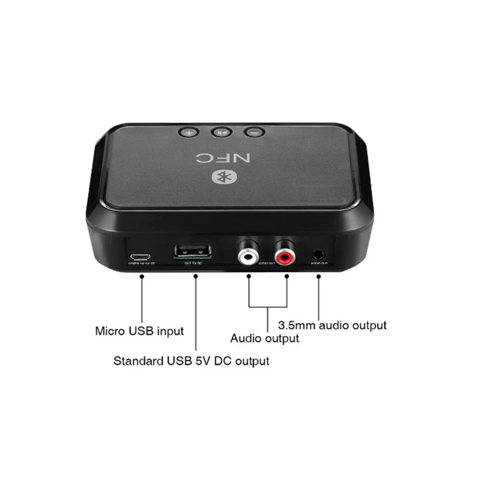 YKSO NFC Wireless Stereo Bluetooth Audio Receiver Portable Adapter Support 3.5mm  RCA Output Music Wireless Adapter (6)
