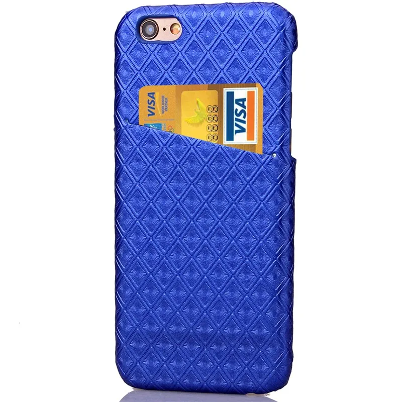 Ultra-thin Luxury Smart Card Grid Royal Bump Men Lady Diamond Business Noble PU Leather PC Back Cover Card Slot Case For Apple iPhone 6 6S  (9)
