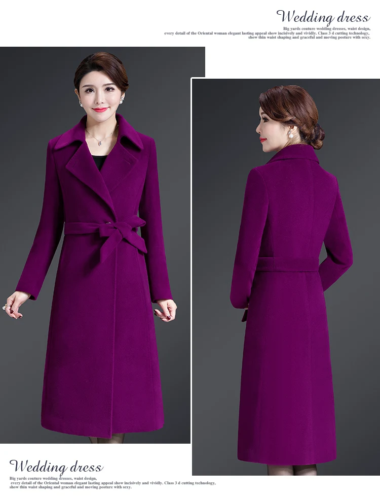 Middle Aged Women Winter Long Wool Coats And Jackets For Female 2018 Elegant Overcoats Wool Outwear Jacket Button Pocket AS071 (4)