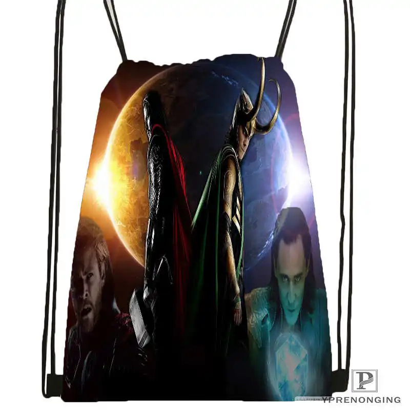 Пользовательские thor-loki-marvel походная сумка на шнурке для мужчин и женщин милый рюкзак дети ранец(черная спина) 31x40 см#20180611-03-150