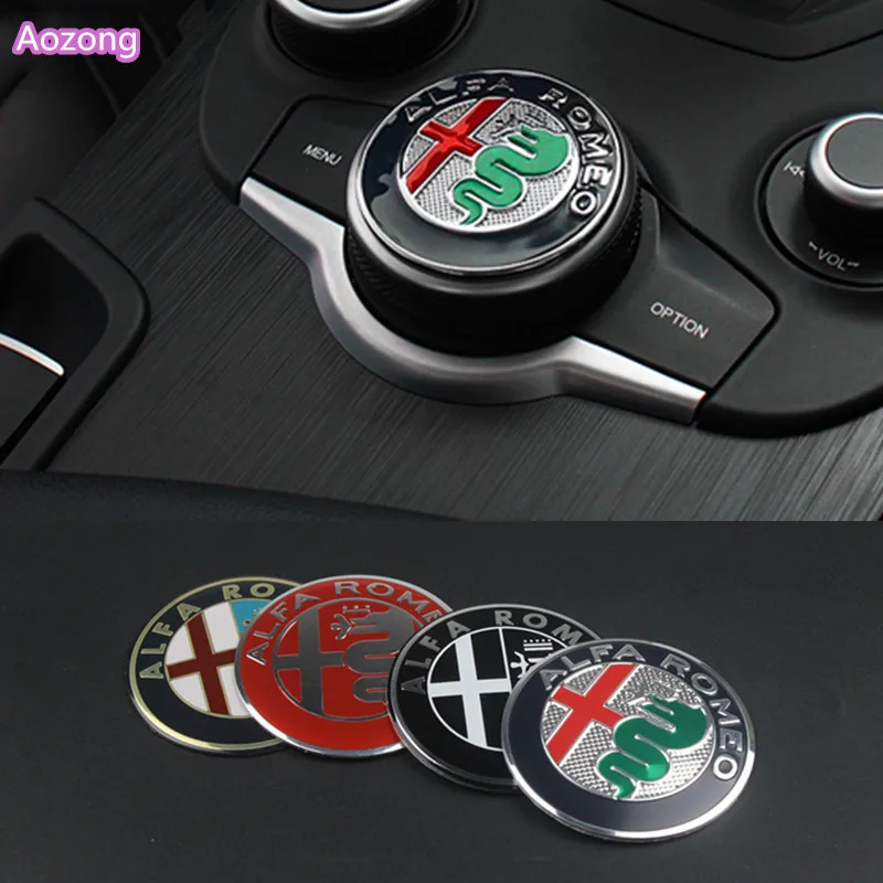 

1pcs Car Interior Gear Multimedia Knob Decoration Ring Cover sticker For Alfa Romeo Giulia Stelvio 2017 Car styling accessory