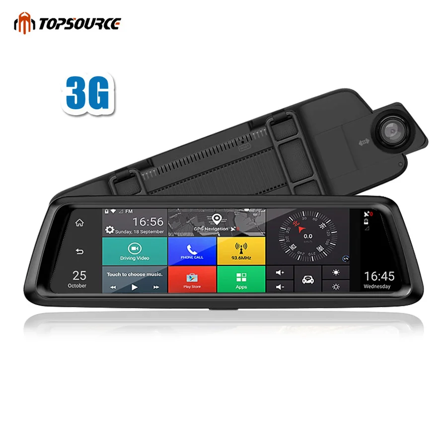 TOPSOURCE 1" Full Touch Автомобильный видеорегистратор зеркало заднего вида Android 3g 4G gps Bluetooth навигация тире камера Wifi Full HD двойной объектив - Название цвета: 3G