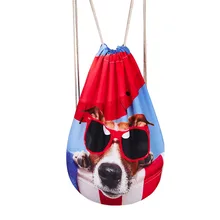 Мужская мода мультфильм Drawstring сумка Для женщин животных печати путешествия рюкзак Комплект школьная сумка строка карман ведро Bookbags