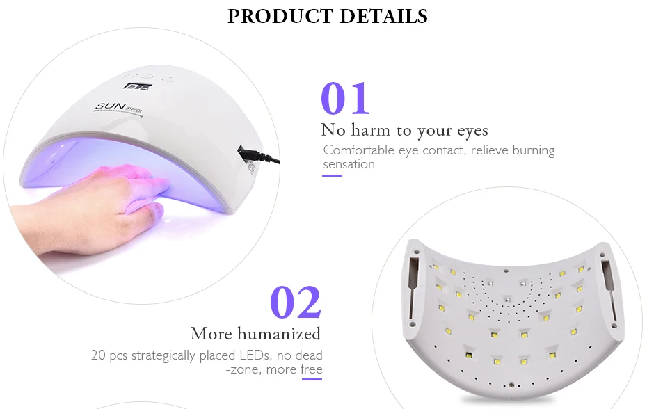 UV Nail Lamp Led Nail Dryer for Gels Nail Polish Curing Lamps with Sensor Low Heat Mode Nail Dryer Manicure Tools Nail Art Light (3)