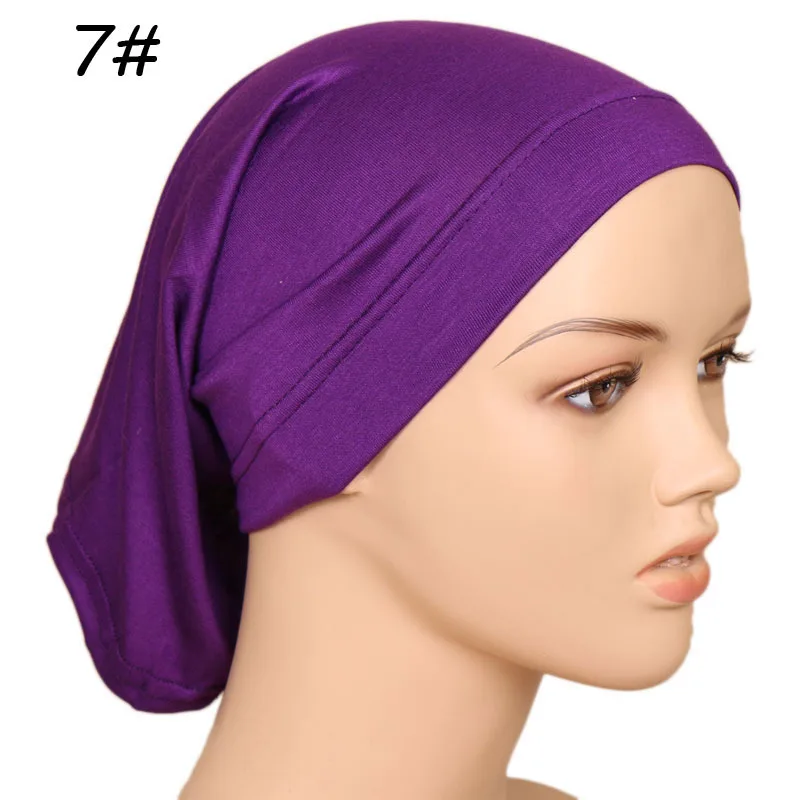 Под шарфом хиджаб шапка труба кость химиотерапия шляпа хлопок головной убор внутренняя Кепка женская мусульманская внутренняя шапочки под хиджаб подшарф - Цвет: 7