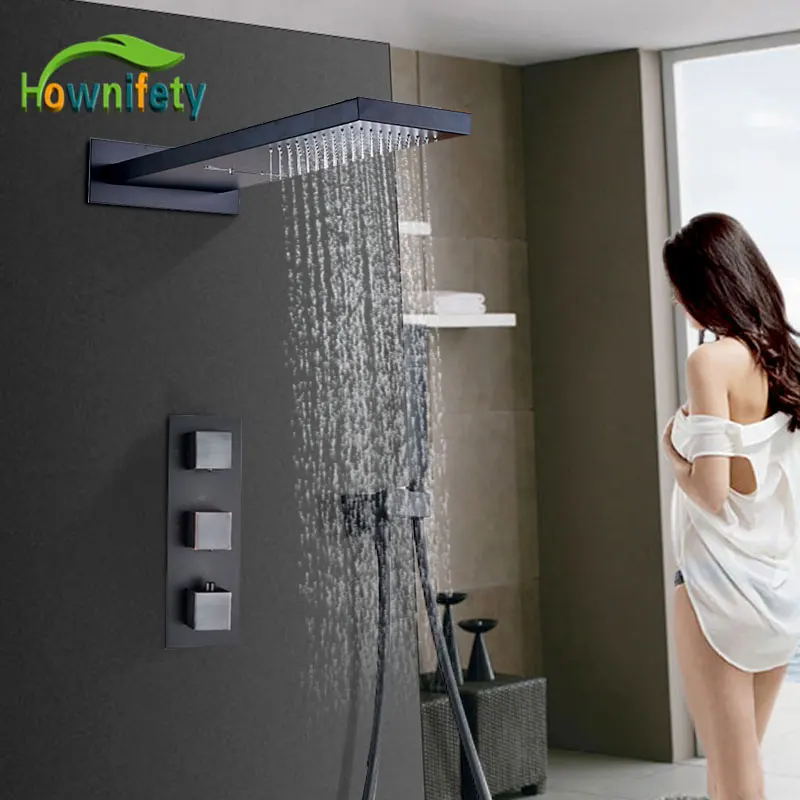 

Thermostatic Luxury Modern Concealed Shower Set Hot and Cold Mixer Tap 3 way Outlet Water Bathroom Shower Systems