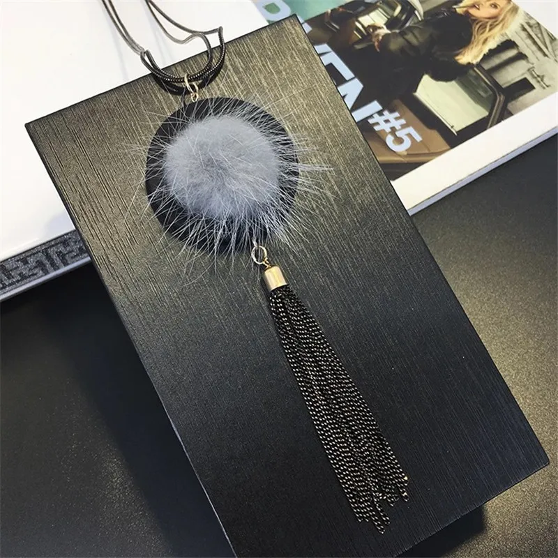 Лидер продаж 2017 длинное ожерелье из черной/серой/красной/зеленой норки милое