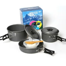 Портативный набор для приготовления пищи на открытом воздухе для 2-3 человек Алюминиевая антипригарная кухонная посуда для походов для пикника, походов, посуды, кастрюль для кастрюль