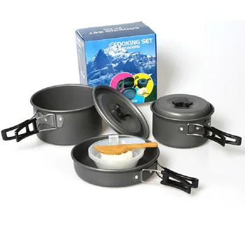 

Portable Outdoor Cooking Set For 2-3 Persons Aluminum Non-stick Cookware Camping Picnic Hiking Utensils Pot Pan Bowl