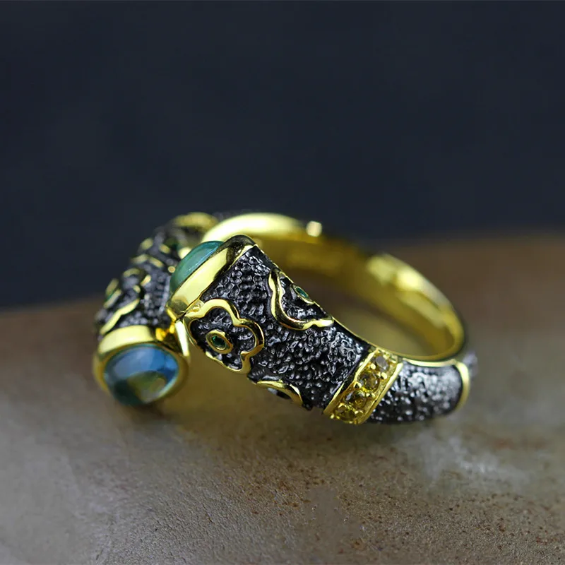 Женское кольцо из серебра 100% пробы с эмалью и топазом|ring for|rings for womenrings women silver |