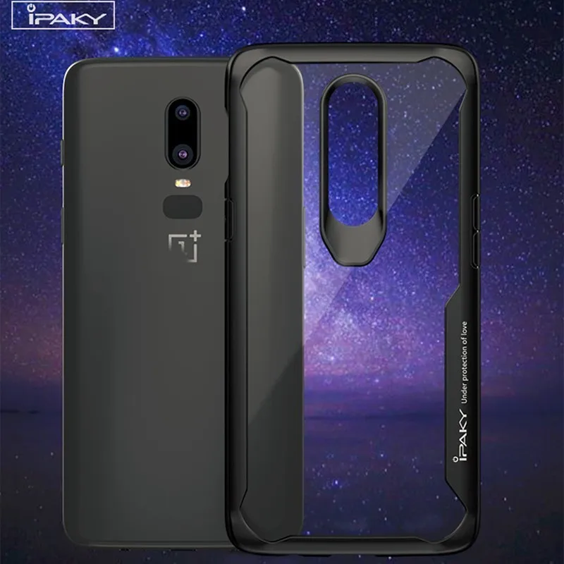 

IPAKY For OnePlus 6 Case One Plus 6 Cover Hybrid Soft Silicone Frame HD Transparent Back Cover For Oneplus 6 A6000 Case Oneplus6